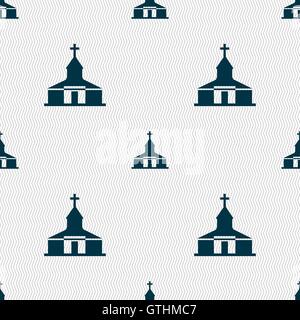 Church Icon sign. Seamless pattern with geometric texture. Vector Stock Vector
