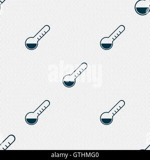 Thermometer icon sign. Seamless pattern with geometric texture. Vector Stock Vector
