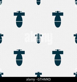 mortar mine icon sign. Seamless pattern with geometric texture. Vector Stock Vector