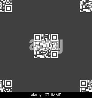 Barcode Icon sign. Seamless pattern on a gray background. Vector Stock Vector