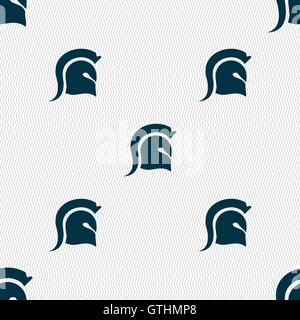 Spartan Helmet icon sign. Seamless pattern with geometric texture. Vector Stock Vector
