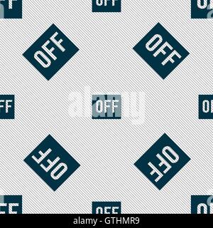 OFF icon sign. Seamless pattern with geometric texture. Vector Stock Vector