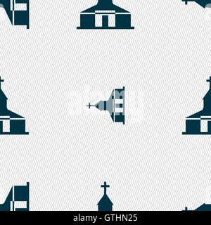 Church Icon sign. Seamless pattern with geometric texture. Vector Stock Vector
