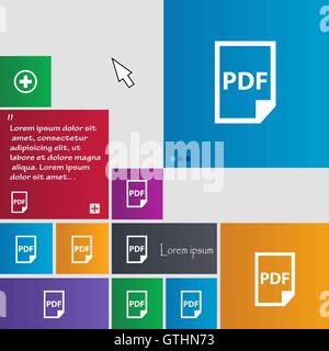 PDF Icon. sign. buttons. Modern interface website buttons with cursor pointer. Vector Stock Vector