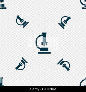 Microscope icon sign. Seamless pattern with geometric texture. Vector Stock Vector