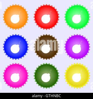 bomb icon sign. Big set of colorful, diverse, high-quality buttons. Vector Stock Vector