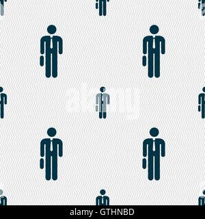 Businessman Icon sign. Seamless pattern with geometric texture. Vector Stock Vector