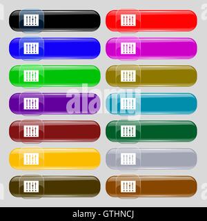 Equalizer icon sign. Set from fourteen multi-colored glass buttons with place for text. Vector Stock Vector