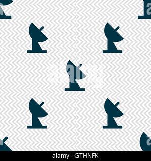satellite dish icon sign. Seamless pattern with geometric texture. Vector Stock Vector