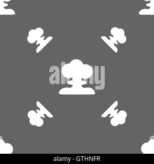 Explosion Icon sign. Seamless pattern on a gray background. Vector Stock Vector