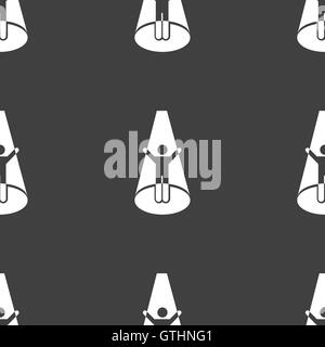 Spotlight icon sign. Seamless pattern on a gray background. Vector Stock Vector
