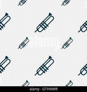 Trumpet icons sign. Seamless pattern with geometric texture. Vector Stock Vector