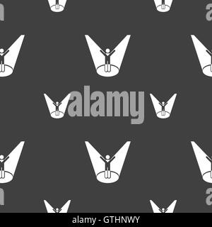 Spotlight icon sign. Seamless pattern on a gray background. Vector Stock Vector
