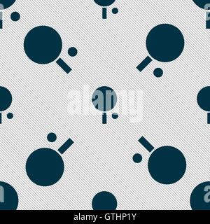 table tennis icon sign. Seamless pattern with geometric texture. Vector Stock Vector
