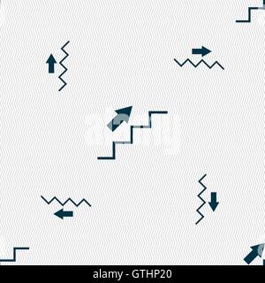 Stairs going up icon sign. Seamless pattern with geometric texture. Vector Stock Vector