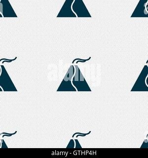 active erupting volcano icon sign. Seamless pattern with geometric texture. Vector Stock Vector