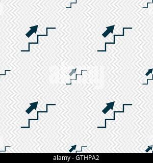 Stairs going up icon sign. Seamless pattern with geometric texture. Vector Stock Vector
