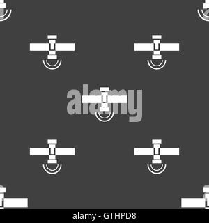 satellite icon sign. Seamless pattern on a gray background. Vector Stock Vector