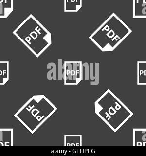 PDF Icon. sign. Seamless pattern on a gray background. Vector Stock Vector