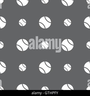 tennis ball icon sign. Seamless pattern on a gray background. Vector Stock Vector