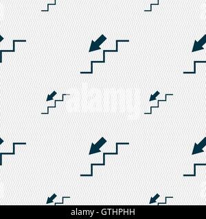 descent down icon sign. Seamless pattern with geometric texture. Vector Stock Vector