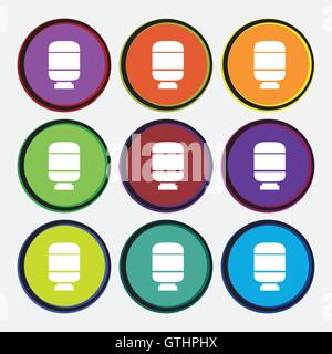 medication icon sign. Nine multi colored round buttons. Vector Stock Vector