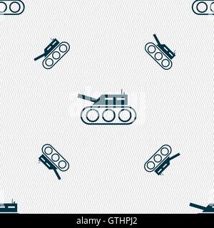 Tank, war, army icon sign. Seamless pattern with geometric texture. Vector Stock Vector