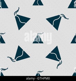 active erupting volcano icon sign. Seamless pattern with geometric texture. Vector Stock Vector