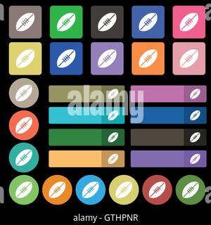 American Football icon sign. Set from twenty seven multicolored flat buttons. Vector Stock Vector