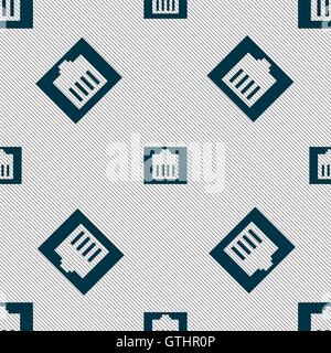 Internet cable, RJ-45 icon sign. Seamless pattern with geometric texture. Vector Stock Vector