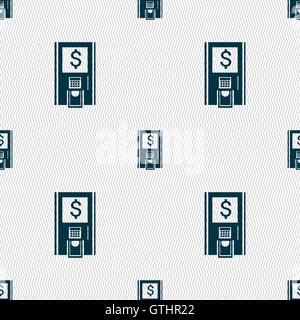 atm icon sign. Seamless pattern with geometric texture. Vector Stock Vector