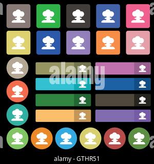 Explosion Icon sign. Set from twenty seven multicolored flat buttons. Vector Stock Vector