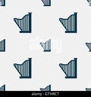 Harp icon sign. Seamless pattern with geometric texture. Vector Stock Vector