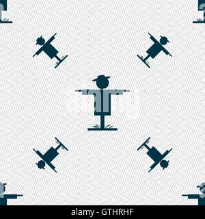 Scarecrow icon sign. Seamless pattern with geometric texture. Vector Stock Vector