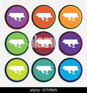 Ships, boats, cargo icon sign. Nine multi colored round buttons. Vector Stock Vector