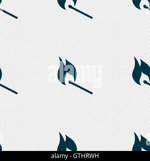 burning match icon sign. Seamless pattern with geometric texture. Vector Stock Vector