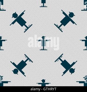 Scarecrow icon sign. Seamless pattern with geometric texture. Vector Stock Vector