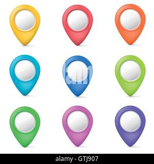 3d marker button set isolated on white background Stock Vector