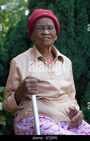 Alexteen Roberts, 101, who was robbed outside her home in Tottenham, London, on Tuesday 23 August, by a man claiming to work for the council. She was 100 years-old at the time of the robbery. Stock Photo