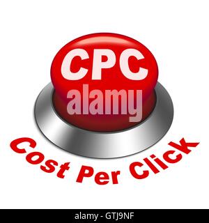 3d illustration of CPC ( Cost Per Click ) button isolated white background Stock Vector