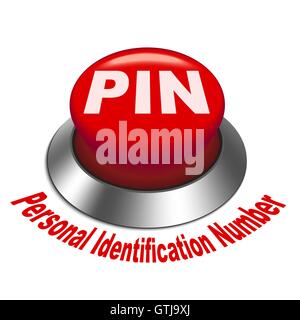 3d illustration of PIN ( Personal identification number) button isolated white background Stock Vector