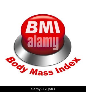 3d illustration of BMI ( Body Mass Index) button isolated white ...
