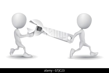 two people carried a wrench Stock Vector