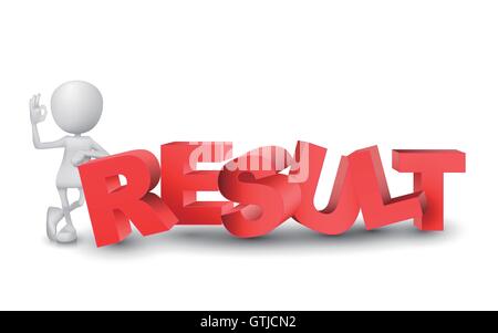 3d man showing okay hand sign with a word "result" Stock Vector