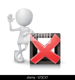 3d person with a rejected mark Stock Vector