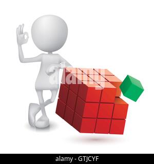 3d man showing okay hand sign with boxes Stock Vector