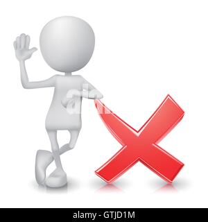 3d person with a rejected mark Stock Vector