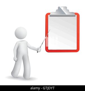 3d man is explaining the note isolated white background Stock Vector
