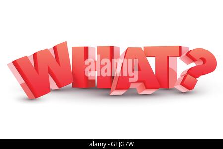 The word What with a question mark to ask for an answer to a mystery or to protest and demand a different solution Stock Vector