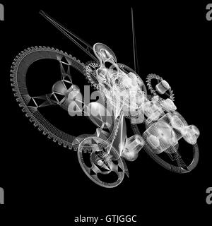 Clock mechanism. Wire-frame render Stock Photo